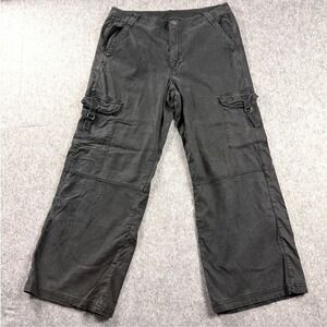 American Eagle Pants Womens 14 Black Mid Rise Baggy Wide Leg Cargo Stretch